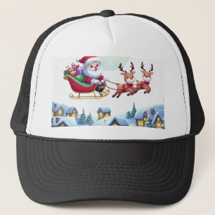 Santa and Reindeer Christmas Magic Night Tee Trucker Hat