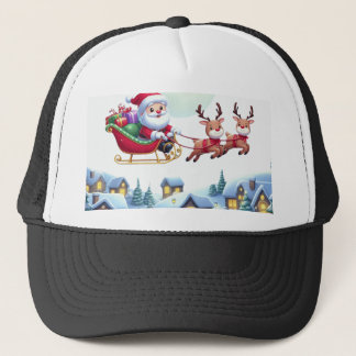 Santa and Reindeer Christmas Magic Night Tee Trucker Hat