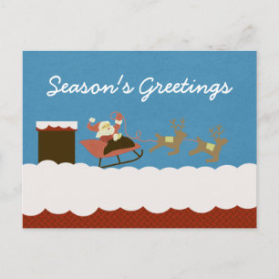 Santa and Reindeer Christmas Postcard
