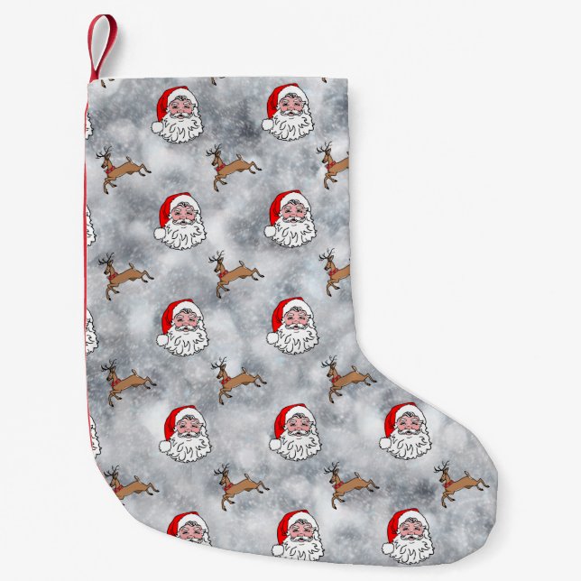 Santa and Reindeer Christmas Stocking (Front)