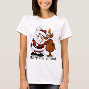 Santa And Reindeer Christmas T-Shirt