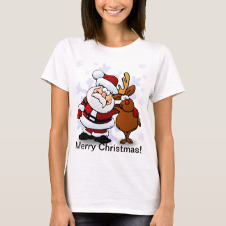 Santa And Reindeer Christmas T-Shirt