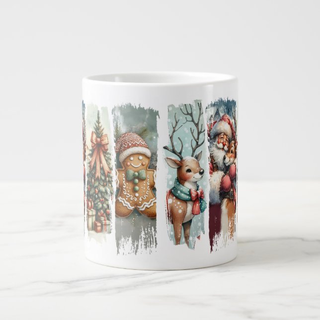Santa and reindeer Christmas the and cookies Large Coffee Mug (Front)