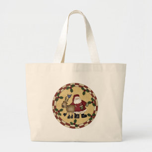 Santa And Reindeer Christmas Tote Bag