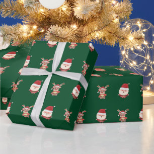 Santa and Reindeer Christmas Wrapping Paper