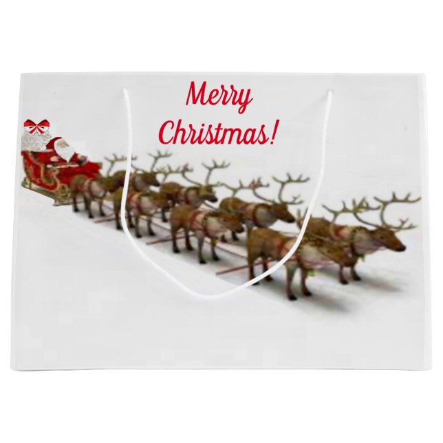 Santa and Reindeer Gift Bag (Front)