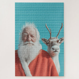 Santa and Reindeer Holiday Duo Jigsaw Puzzle