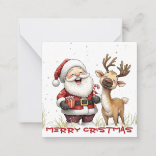 Santa and Reindeer in Festive Cartoon Style Card