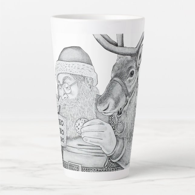 Santa and Reindeer Latte Mug (Front)