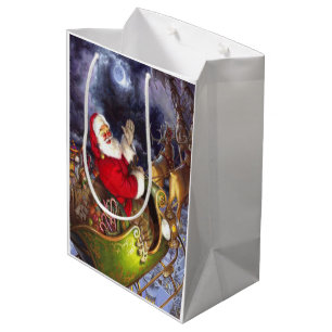 Santa  And reindeer Medium Gift Bag