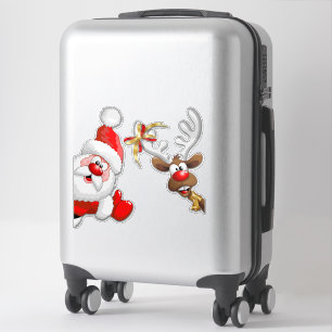 Santa and Reindeer Merry Christmass Happy Cartoon