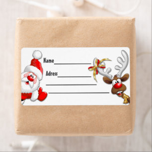 Santa and Reindeer Merry Christmass Happy Cartoon