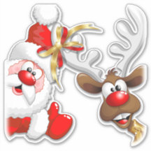Santa and Reindeer Merry Christmass Happy Cartoon