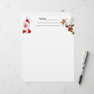 Santa and Reindeer Merry Christmass Happy Cartoon Custom Letterhead