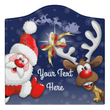 Santa and Reindeer Merry Christmass Happy Cartoon