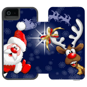 Santa and Reindeer Merry Christmass Happy Cartoon Incipio Watson™ iPhone 5 Wallet Case