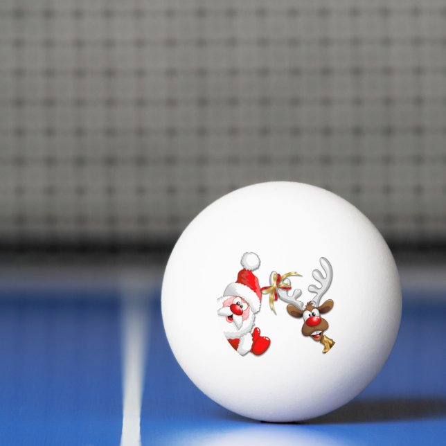 Santa and Reindeer Merry Christmass Happy Cartoon Ping Pong Ball (Net)