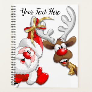 Santa and Reindeer Merry Christmass Happy Cartoon Planner