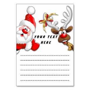 Santa and Reindeer Merry Christmass Happy Cartoon Table Number