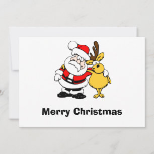 Santa and Reindeer Mug  Holiday Card