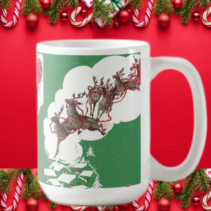Santa and Reindeer on Christmas Eve Coffee Mug
