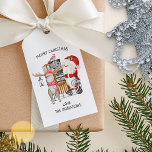 Santa and Reindeer Personalised Family Christmas Gift Tags<br><div class="desc">Personalised family christmas gift tags with Santa and Reindeer illustration. The wording is fully editable and is lettered in whimsical typography. It currently reads "Merry Christmas Love [family name]" and you personalise this as you wish. A cute watercolor design with Father Christmas, his reindeer and a sleigh filled with presents....</div>