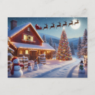 Santa and Reindeer Postcard