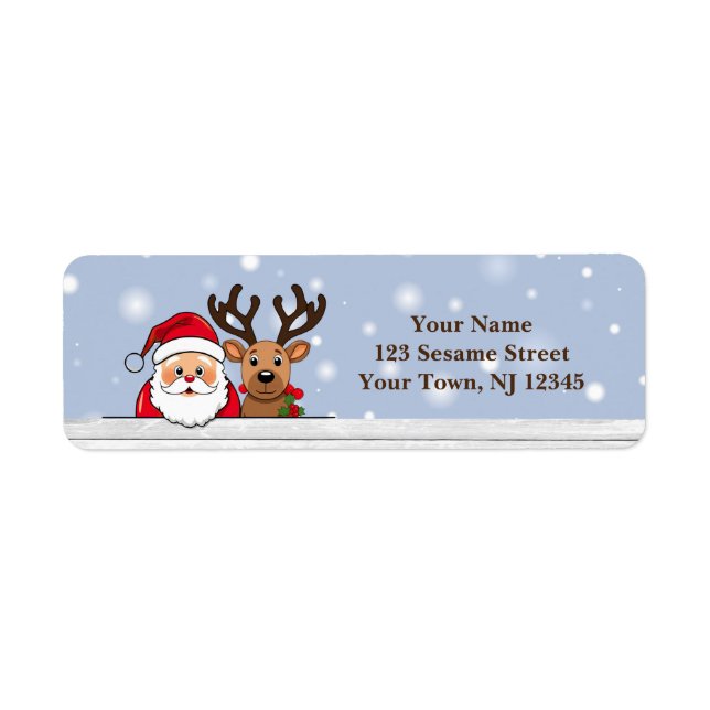 Santa and Reindeer Return Address Labels (Front)