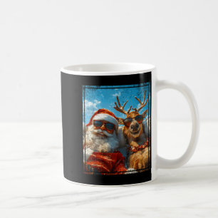Santa And Reindeer Selfie Funny Christmas Vacation Coffee Mug