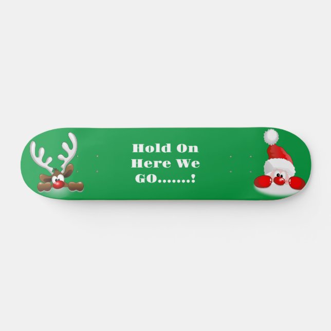 Santa And Reindeer Skateboard (Horz)