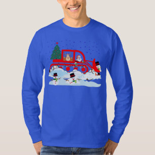 Santa and Reindeer Snowplowing Snowmen T-Shirt