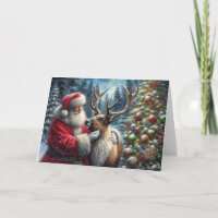 Santa And Reindeer, Snowy Forest, Christmas Tree 2