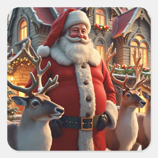 Santa and Reindeer Stickers (Front)