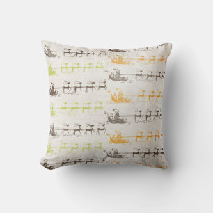 Santa and Reindeer Vintage Holiday Pillow