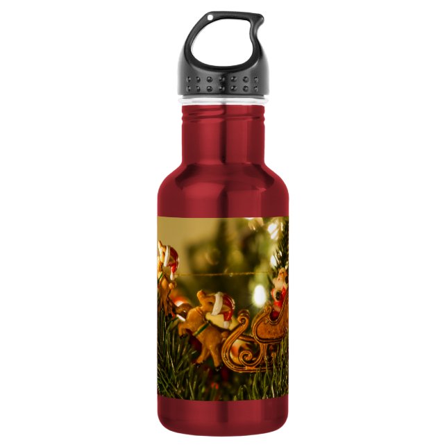 Santa And Reindeer Water Bottle (Front)