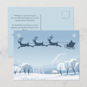 Santa and Reindeer Winter Christmas  Postcard