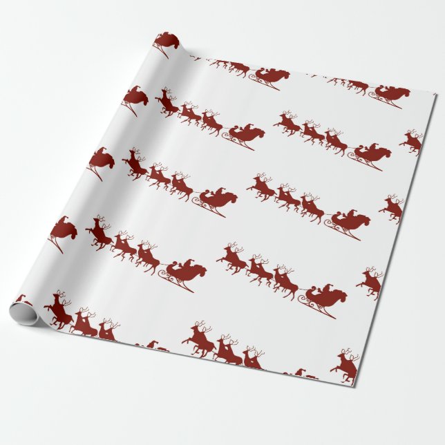 Santa and reindeer wrapping paper (Unrolled)