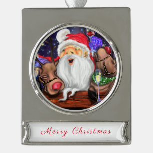 Santa and Reindeers Funny Christmas Ornament