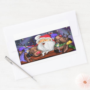 Santa and Reindeers Funny Christmas Stickers