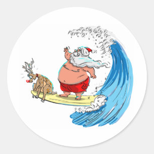 SaNtA aNd RuDoLf Classic Round Sticker