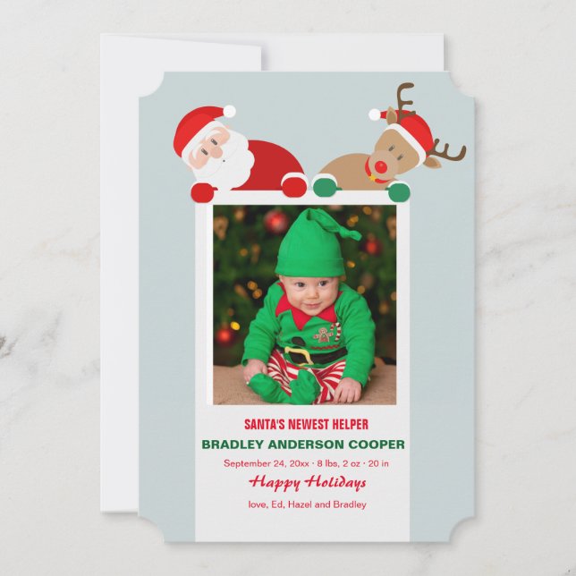 Santa and Rudolf Holiday Photo Card (Front)