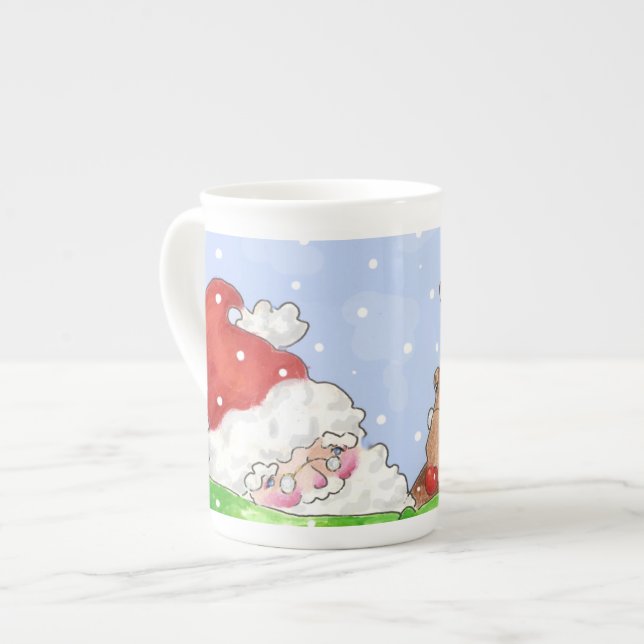 Santa and Rudolf porcelain cup (Front Left)