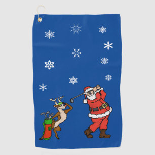 Santa and Rudolph Christmas Golf Towel