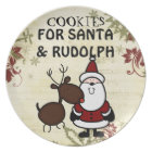 santa and rudolph cookie plate