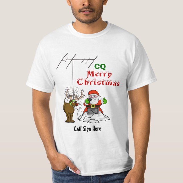 Santa and Rudolph CQ Christmas Tshirt (Front)