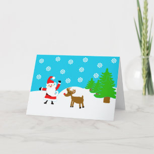santa and rudolph holiday card