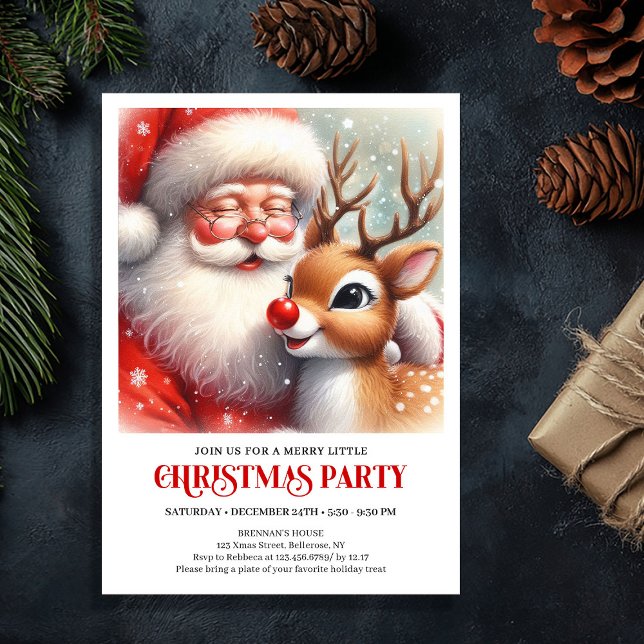 Santa and Rudolph Magical Christmas Party Invite (Santa and Rudolph Magical Christmas Party Invite)