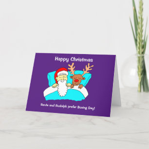 Santa and Rudolph Relax on Boxing Day Christmas Holiday Card