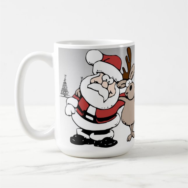 Santa and Rudolph the Red Nosed Reindeer Mug (Left)