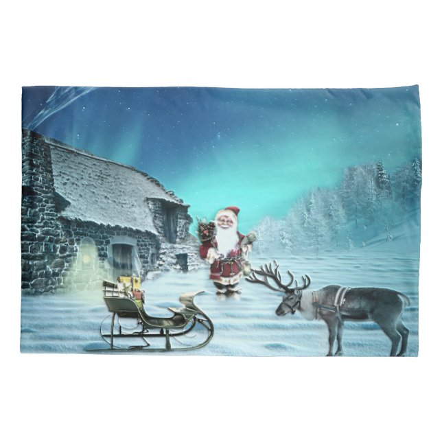 Santa and Rudolph with Sled Pillowcase (Back)